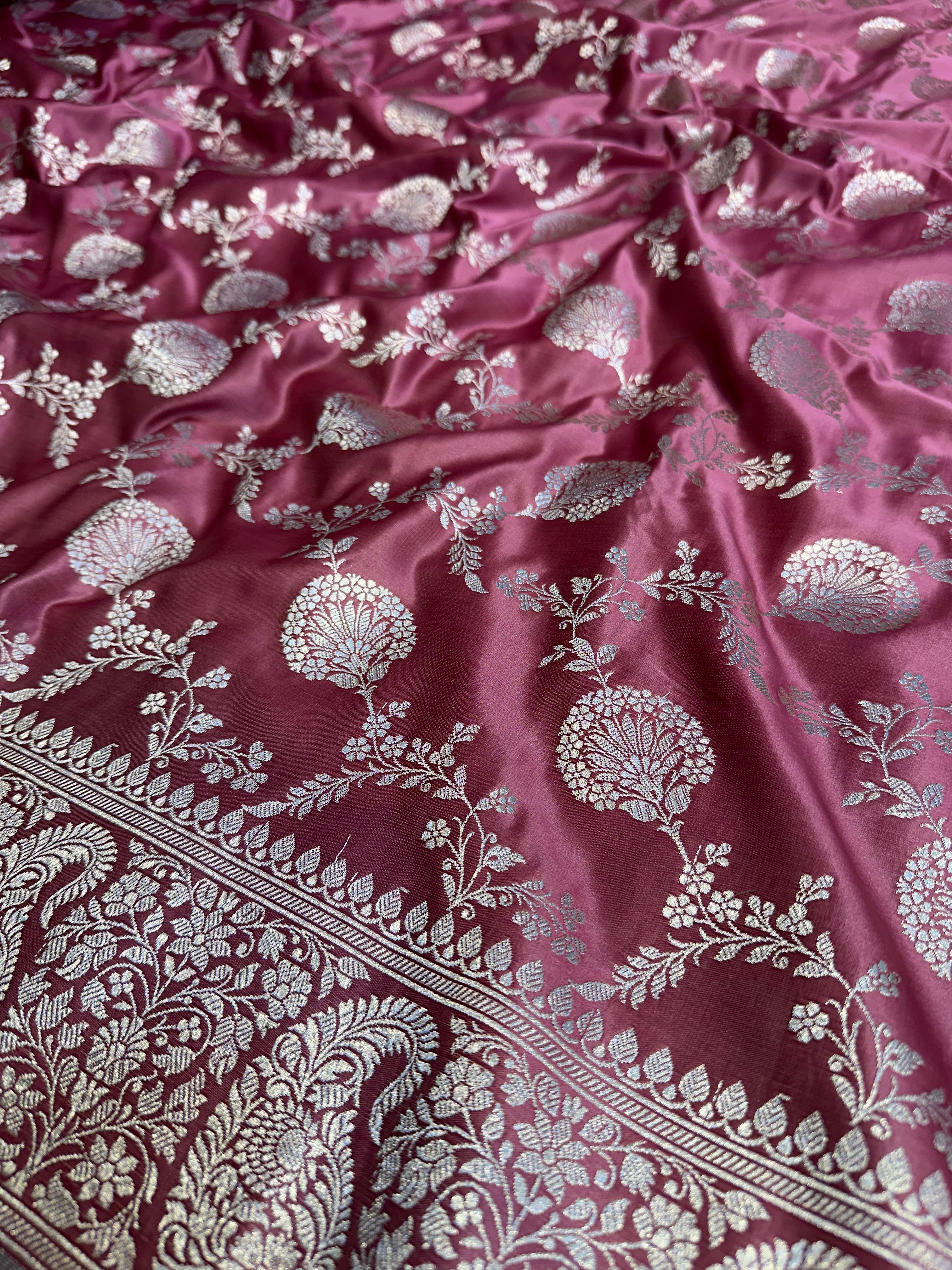 Pastel Grace Mashru Silk Banarasi Saree – Elegant Jaal Weave