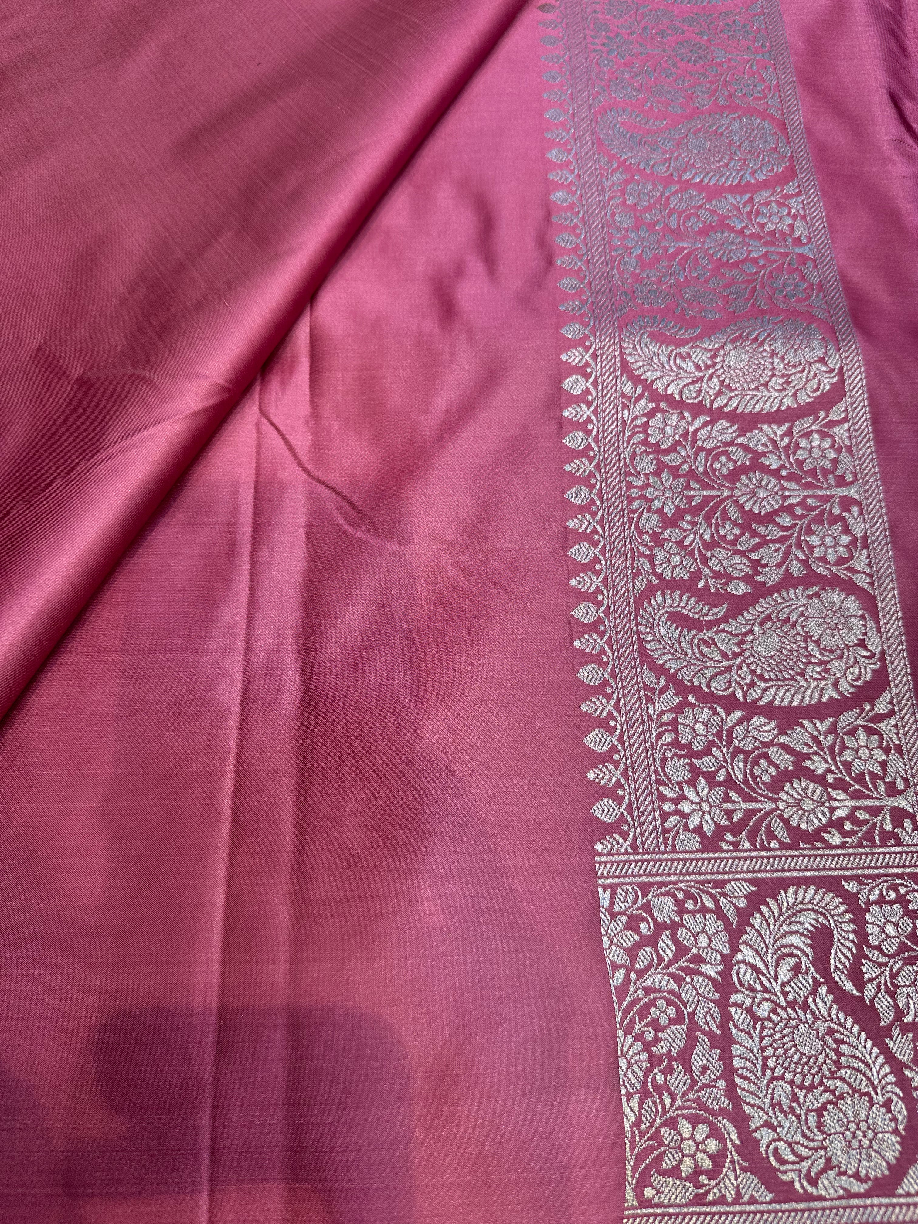 Pastel Grace Mashru Silk Banarasi Saree – Elegant Jaal Weave