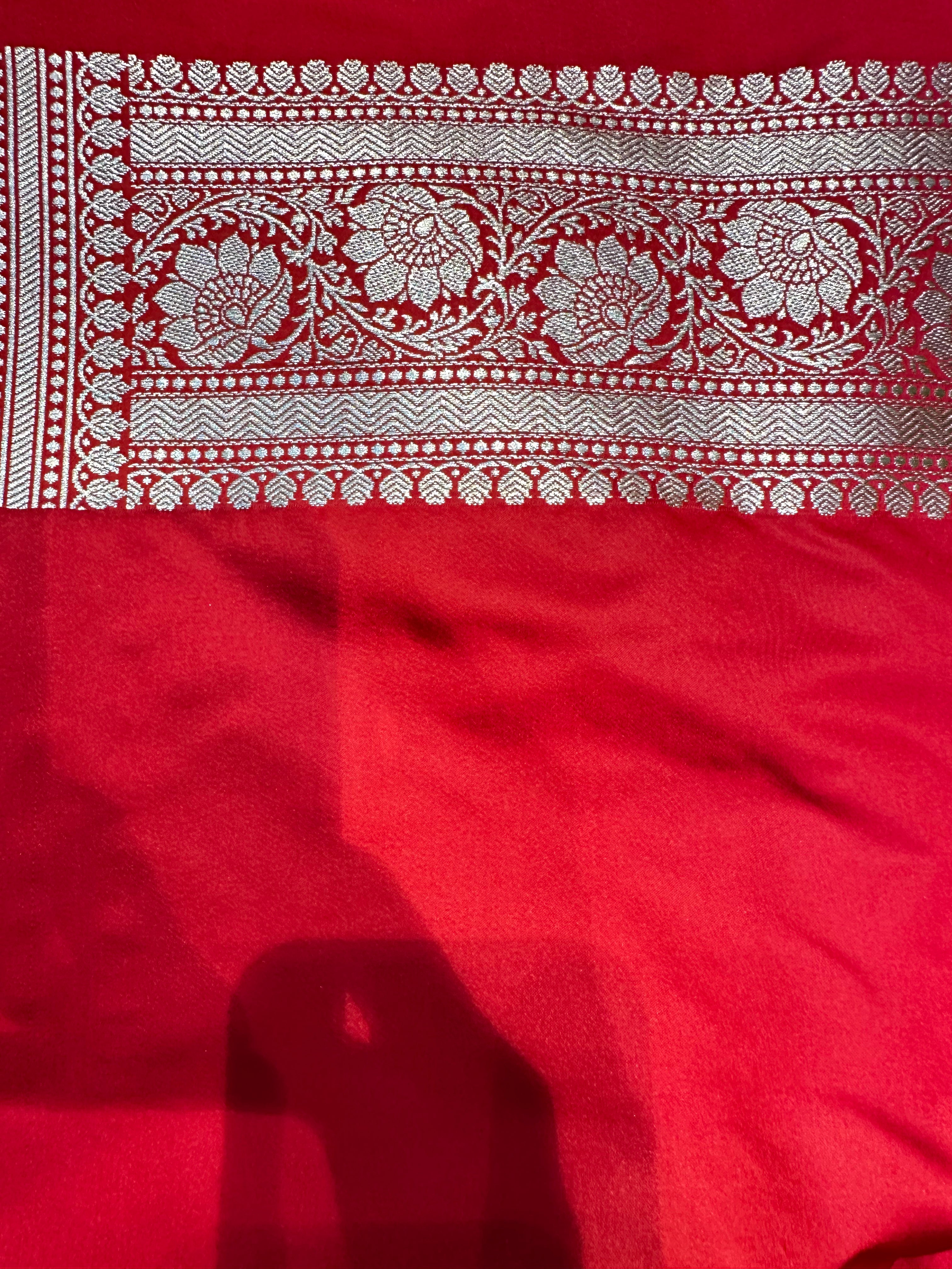 Royal Red Mashru Silk Banarasi Saree – Elegant Buta Weave