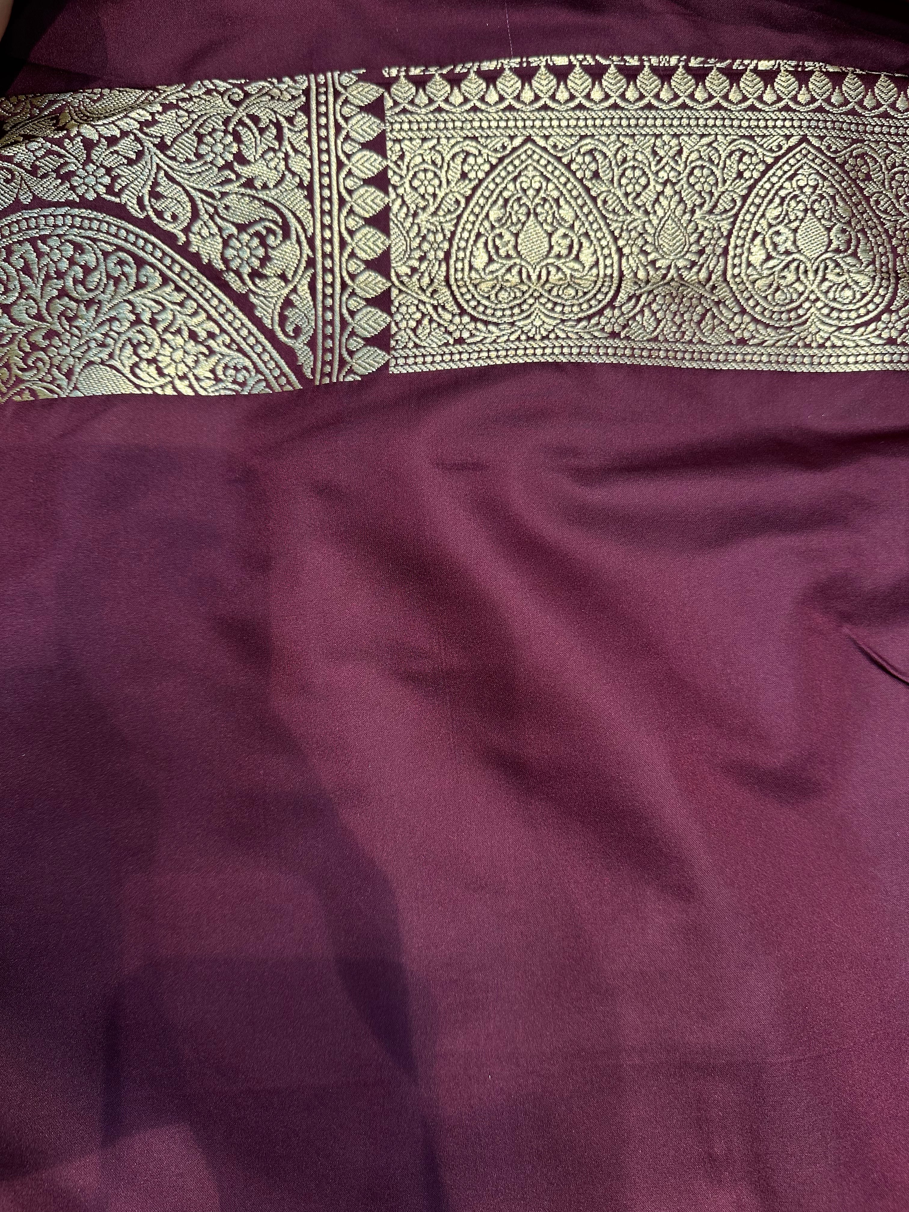 Classic Mashru Silk Banarasi Saree – Solid Elegance with Border